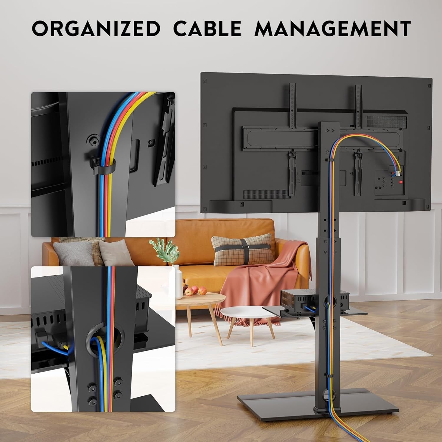 Universal TV Floor Stand 30-70” Tilt Swivel 2-Tier Shelf Max 40kg VESA 600x400