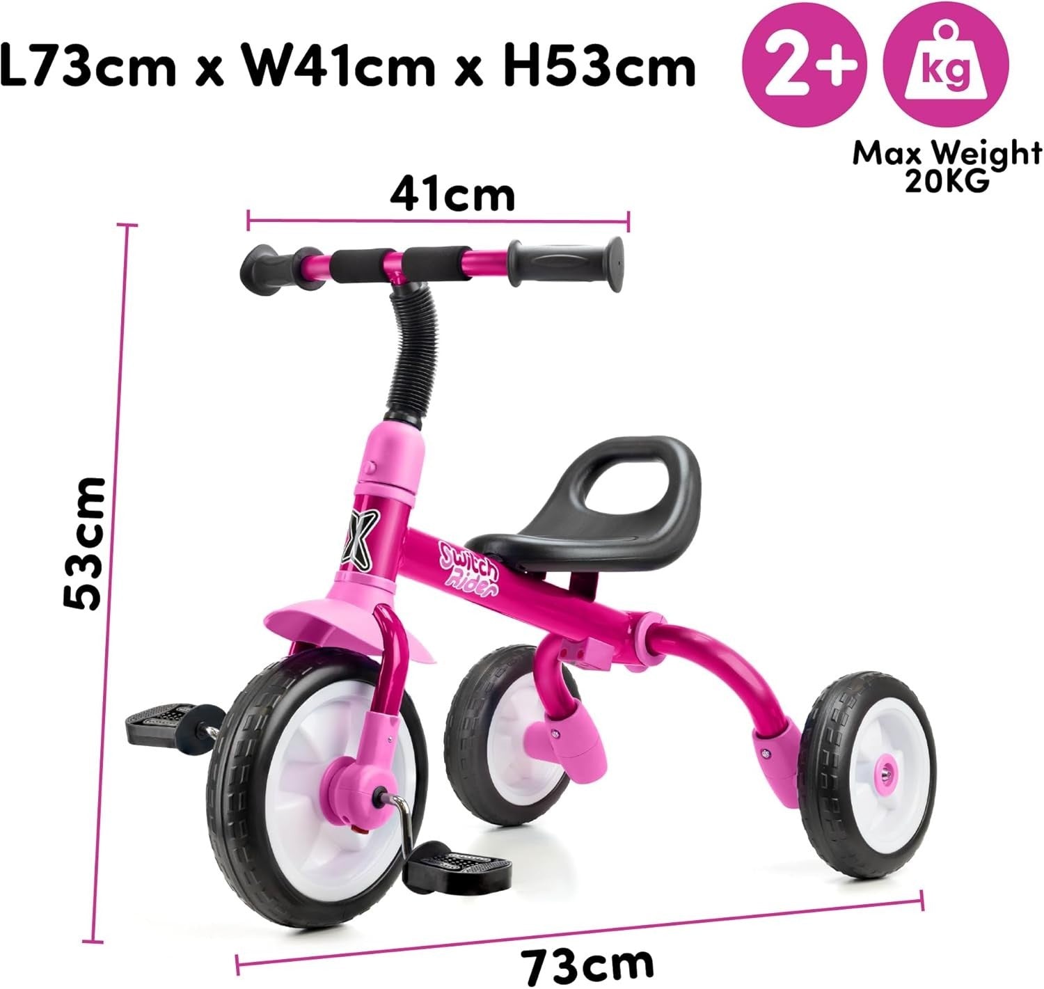 5 in 1 Foldable Kids Trike Balance Bike Adjustable Age 2-5 Years