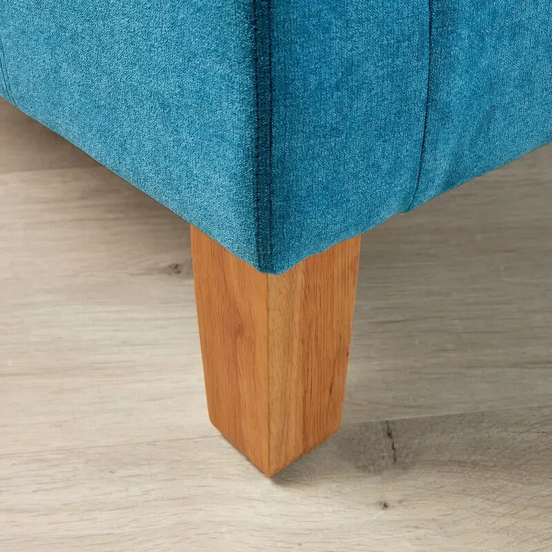 Teal Fabric Tub Chair Armchair with Wood Legs Modern Living Room Accent