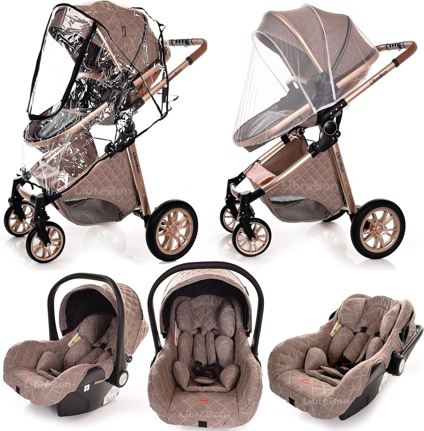 3 in 1 Baby Pram Pushchair Lightweight Folding Buggy from Birth 0-36m