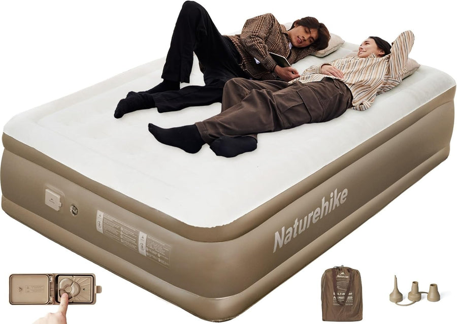 Double Air Mattress with Rechargeable Pump & Comfortable Camping Bed