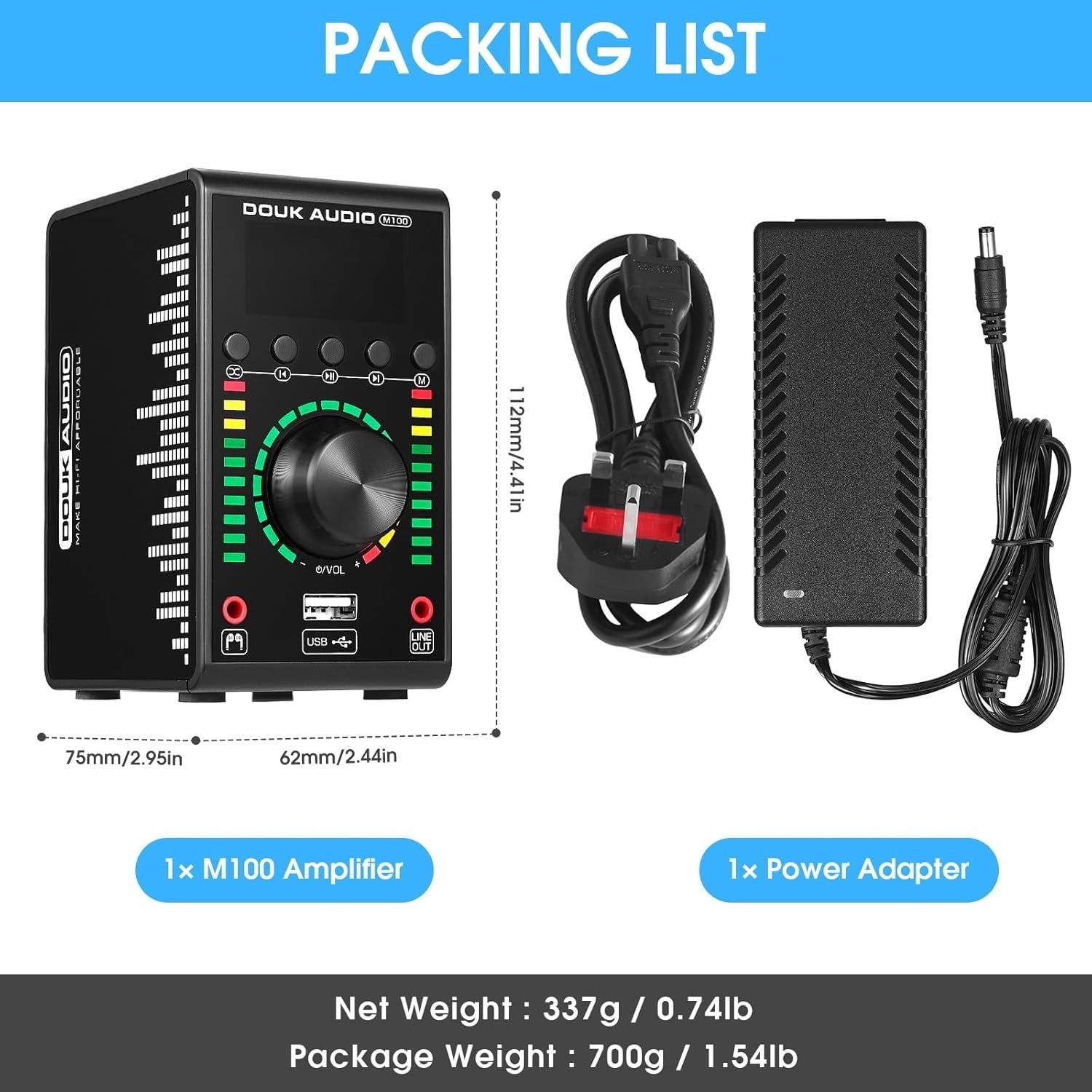 Mini Bluetooth Stereo Amplifier DAC USB RCA Optical HiFi 68W+68W
