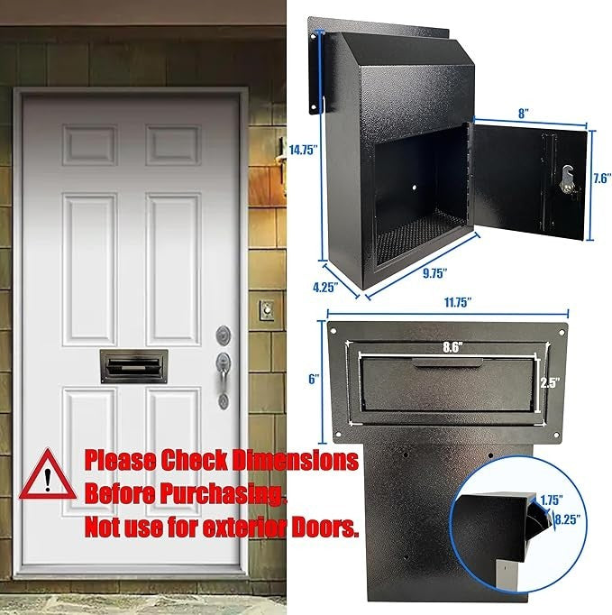 Locking Steel Mail Drop Box Anti-Fishing Secure Rear Access for Rent Keys Cash