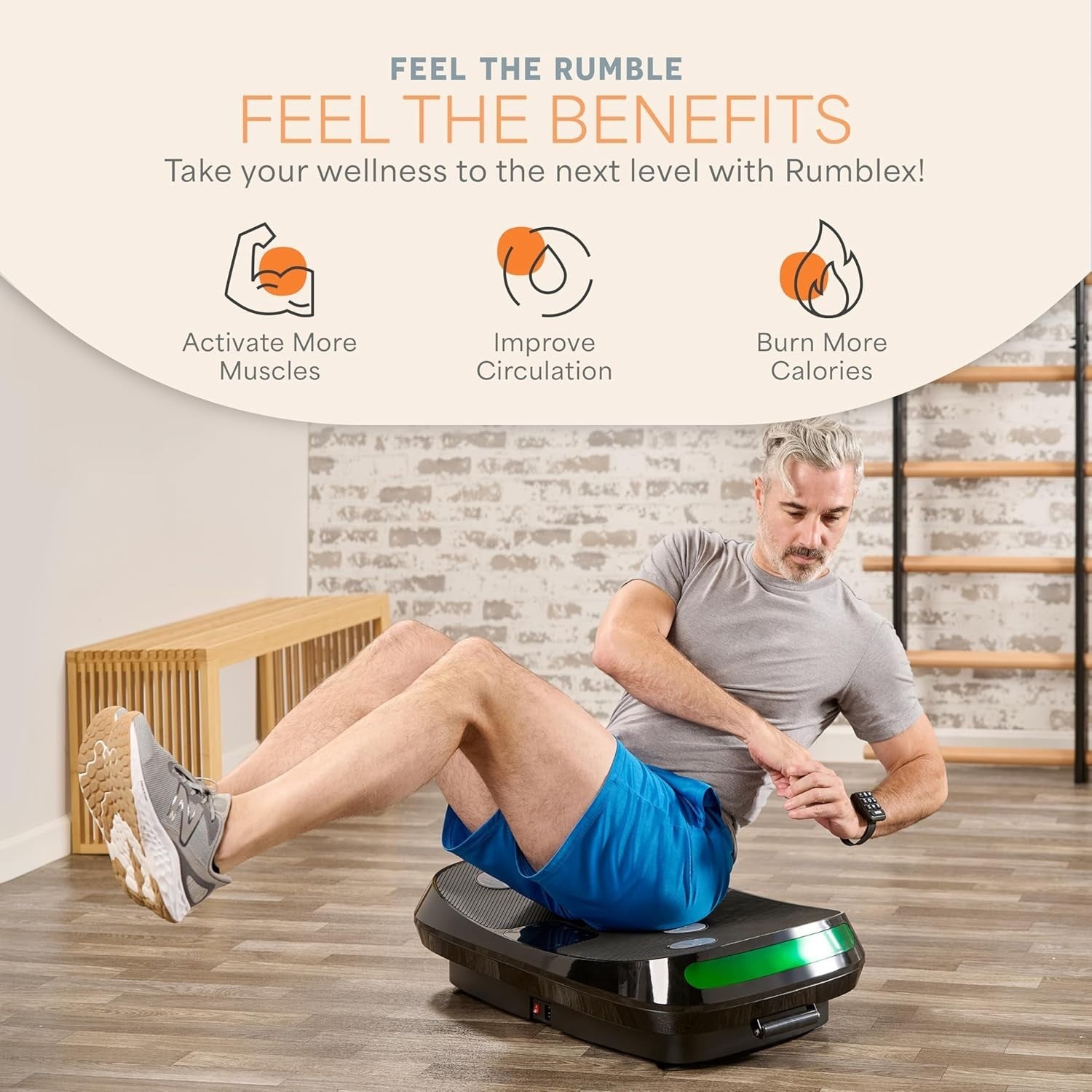 Black 4D Vibration Plate Exercise Machine Triple Motor Full Body Workout