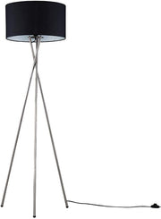 Modern Chrome Tripod Floor Lamp Black Shade Tall Living Room Bedroom Light