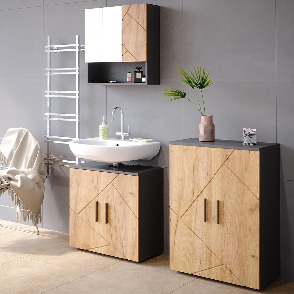 Space-Saving 2-Door Bathroom Storage Cabinet with Durable Melamine Finish