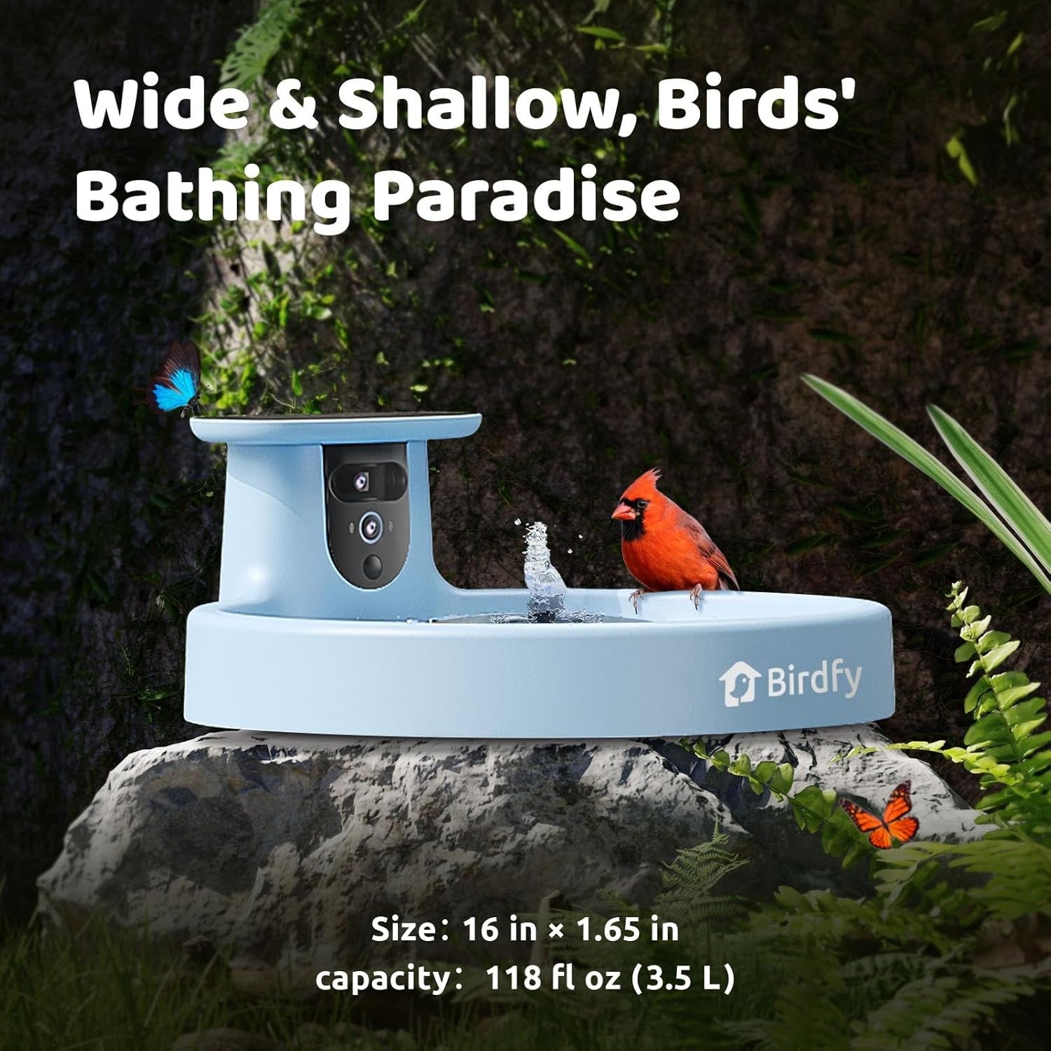 Smart Solar Bird Bath with Camera Dual Lens Auto Video Bird Feeder Fountain
