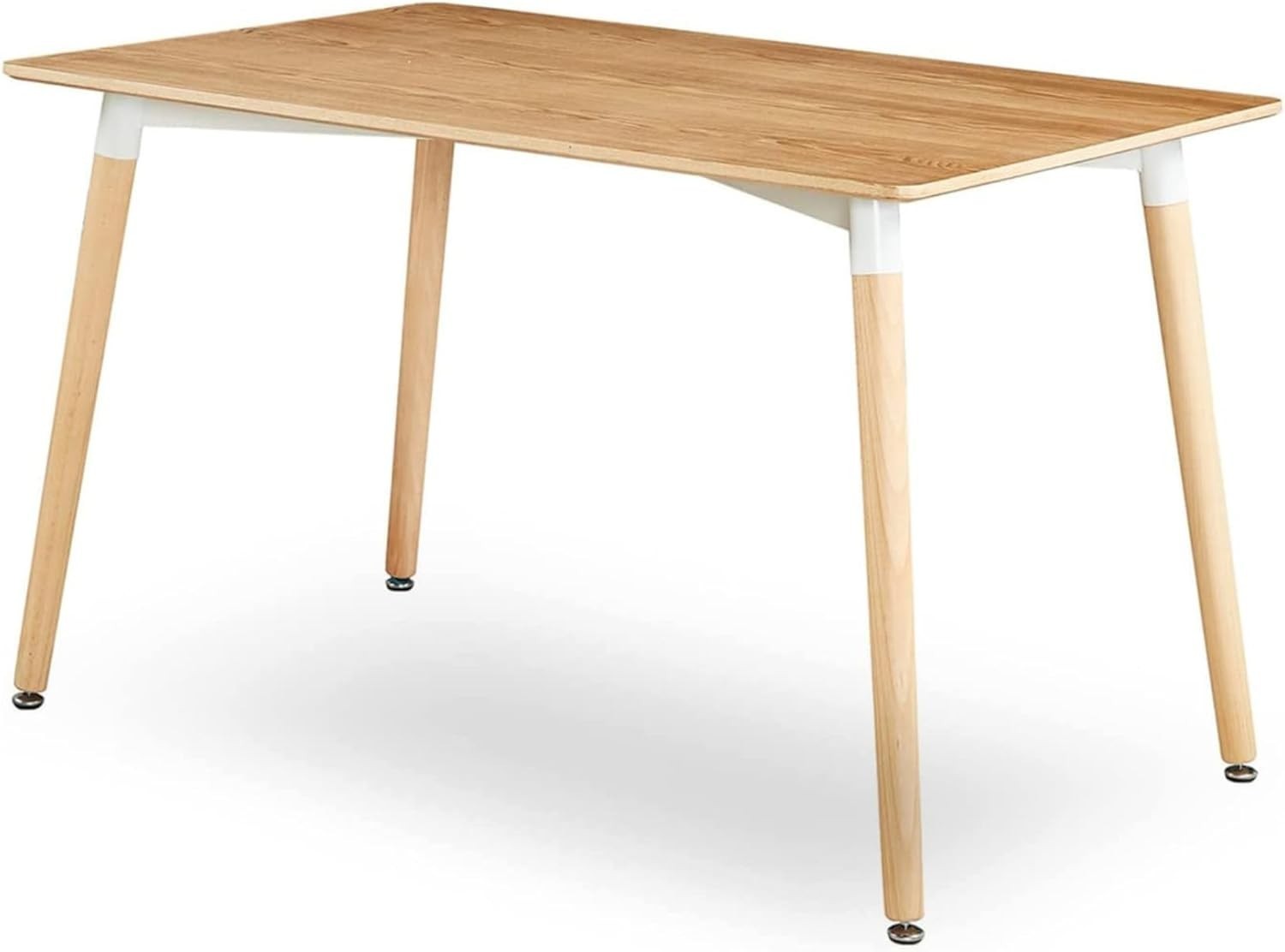 Dining Table Set for 4 Oak Wood with Grey PU Chairs Small Room Ready