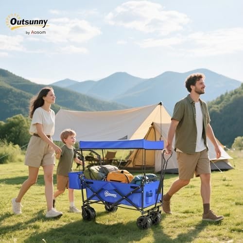 120L Folding Festival Trolley Cart Canopy All Terrain Wheels Garden