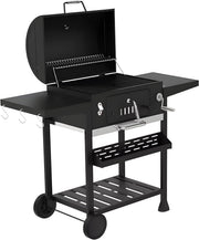 Outdoor XL Charcoal BBQ Smoker Grill with Thermometer & Side Tables