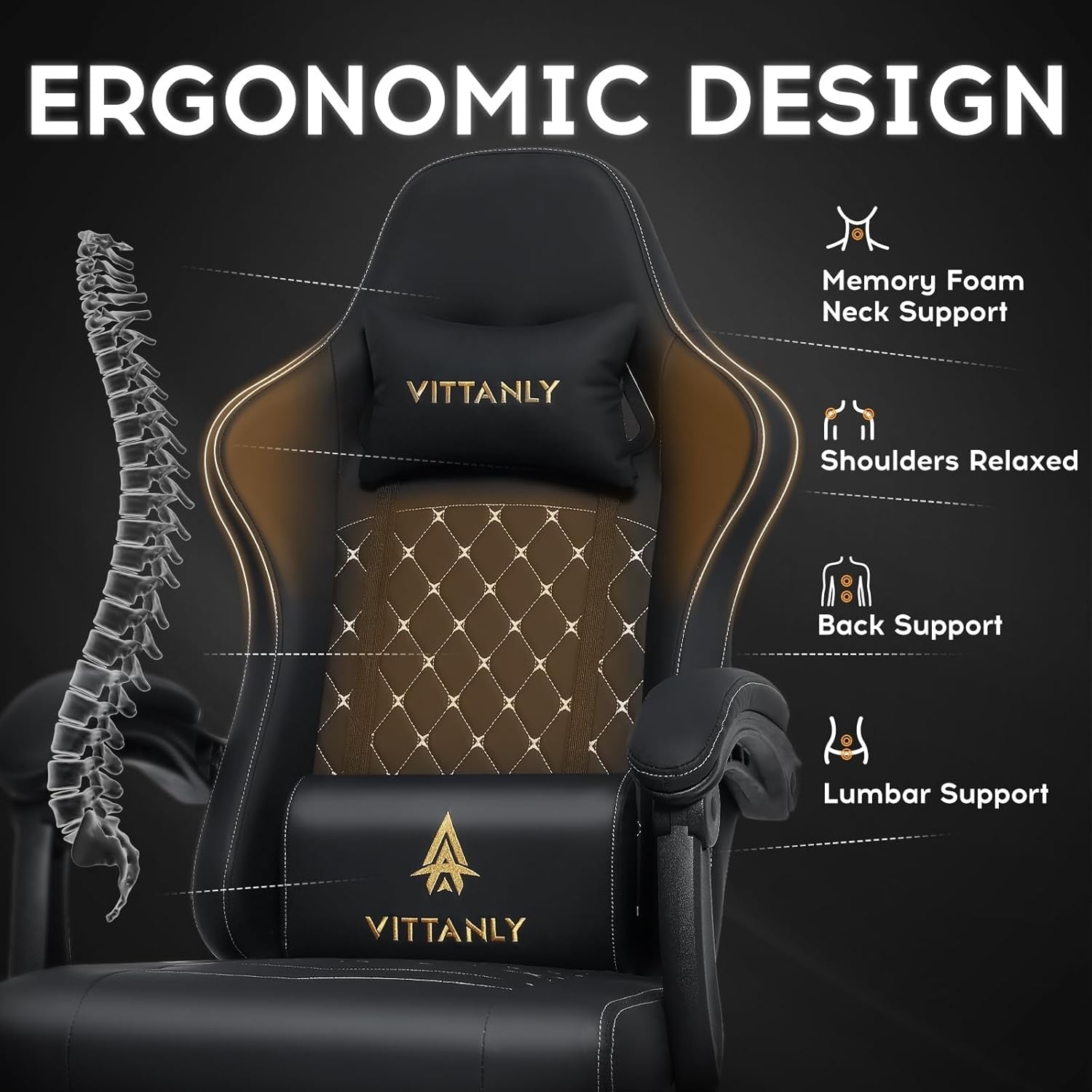 Reclining Gaming Chair with Footrest Pocket Spring Ergonomic