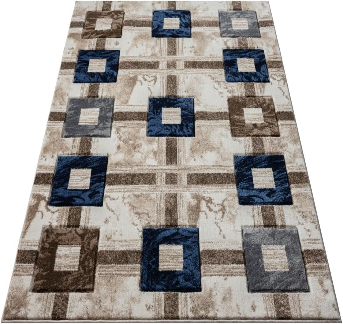 Soft Geometric Area Rug 120x170cm Thick Non Slip Bedroom Living Room Carpet