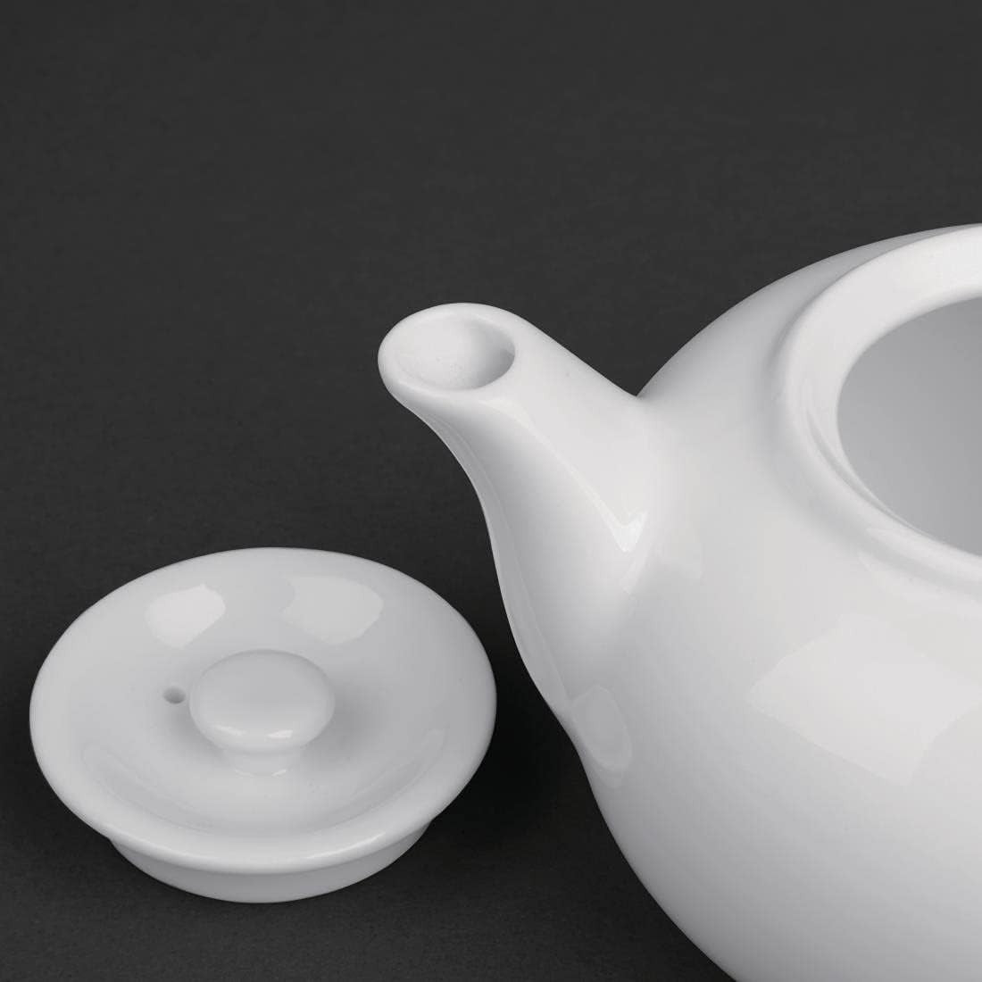 Porcelain Teapot 852ml White Tea Pot Lid Dishwasher Safe 4pc Set