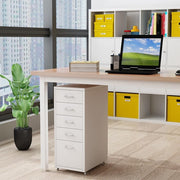 White Metal Filing Cabinet 5 Drawer on Wheels Tall Office Storage