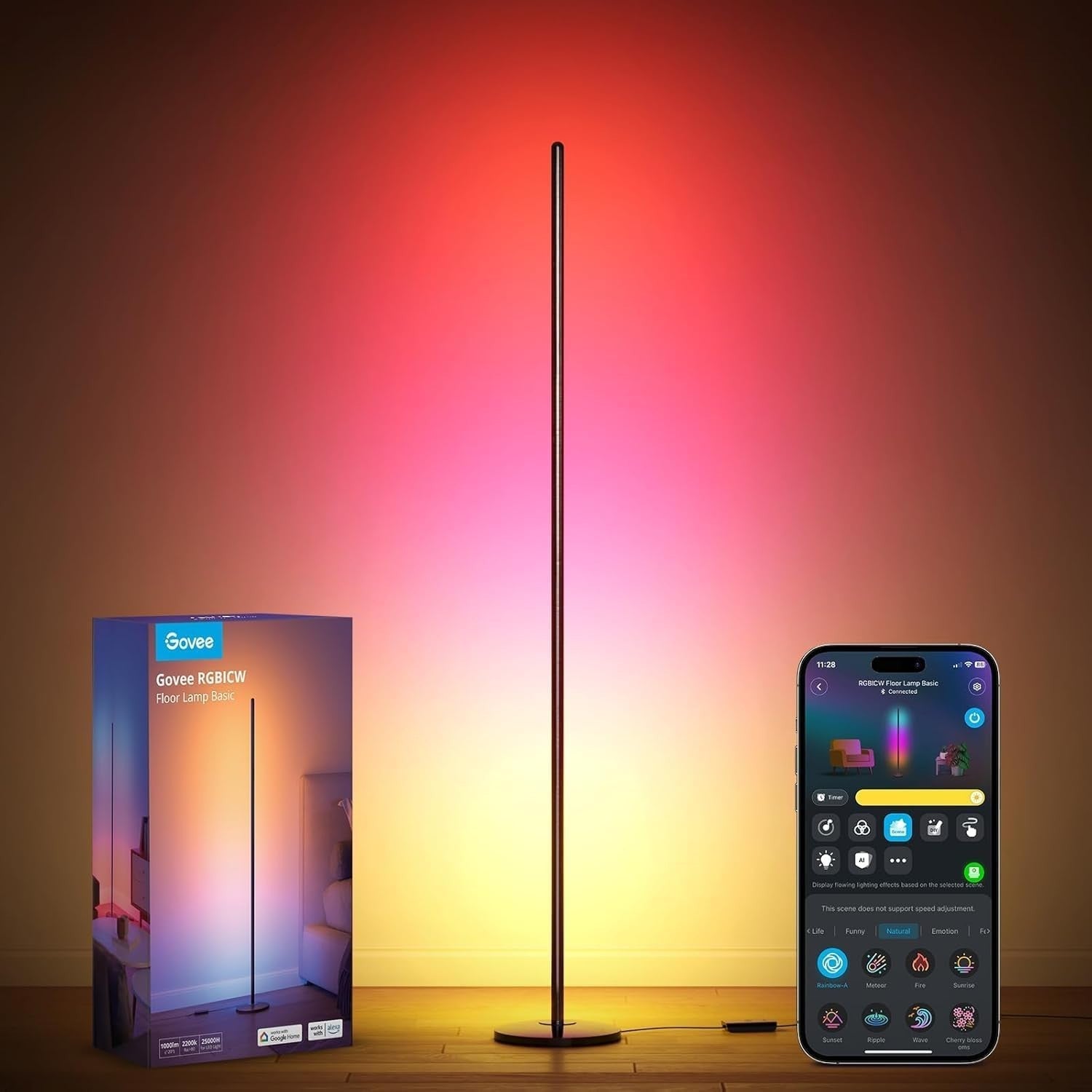 RGB Corner Floor Lamp Smart LED Light 61 Modes Music Sync Alexa Mood Lamp