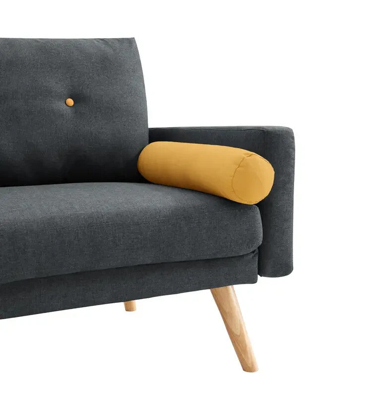 3 Seater Fabric Sofa Bed Charcoal | Clic Clac Guest Sleeper with Bolsters