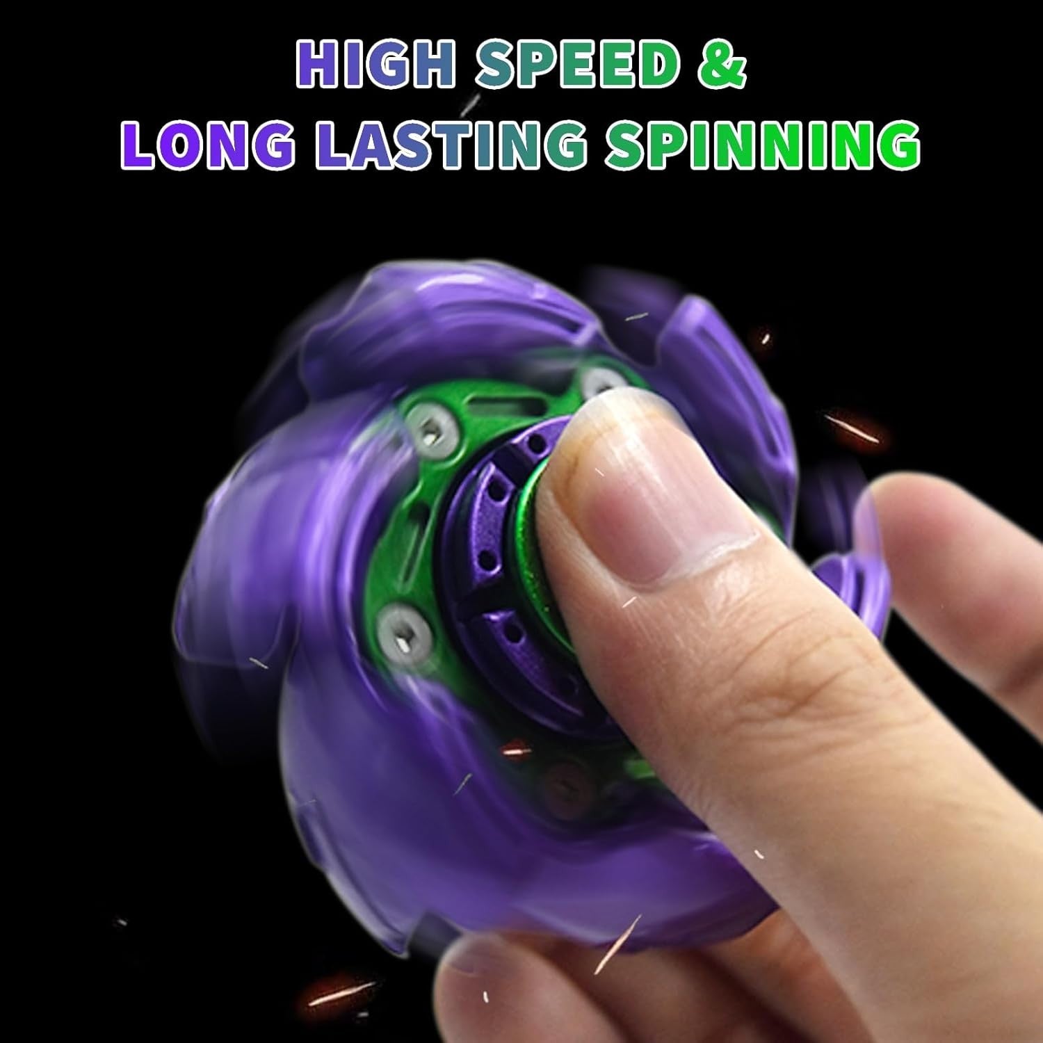 Purple Green Metal Fidget Spinner UFO Open Shell Smooth Spin EDC