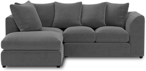 Grey L Shaped 4 Seater Modular Sofa – Left Hand Space-Saving Corner Couch