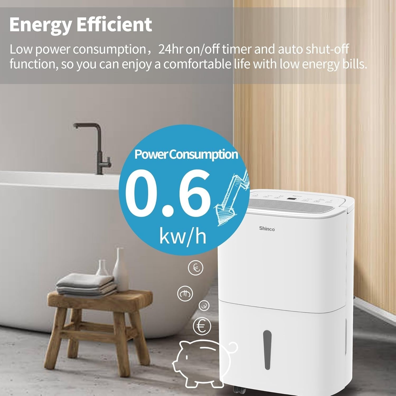30L Smart Dehumidifier Air Purifier Large Room Continuous Drain Timer