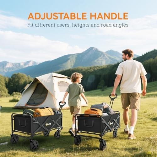 Folding Festival Trolley 90L Camping Garden Shopping Cart on Wheels