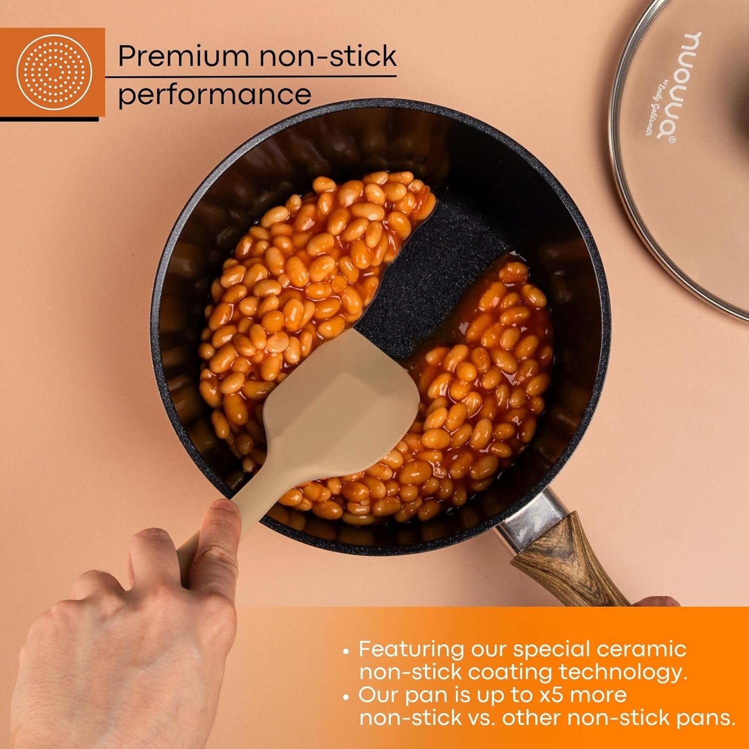 3pcs Copper Non-Stick  Saucepan Set with Lids 16cm 18cm 20cm Induction Ready