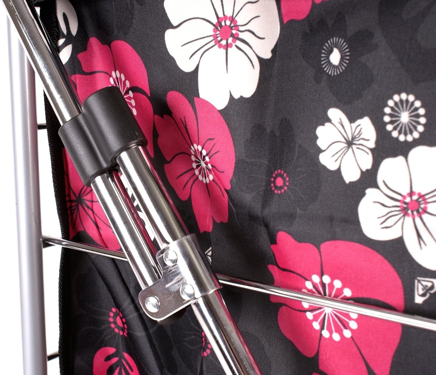 4 Wheel Shopping Trolley Adjustable Handle Floral Print 63L Bag Black