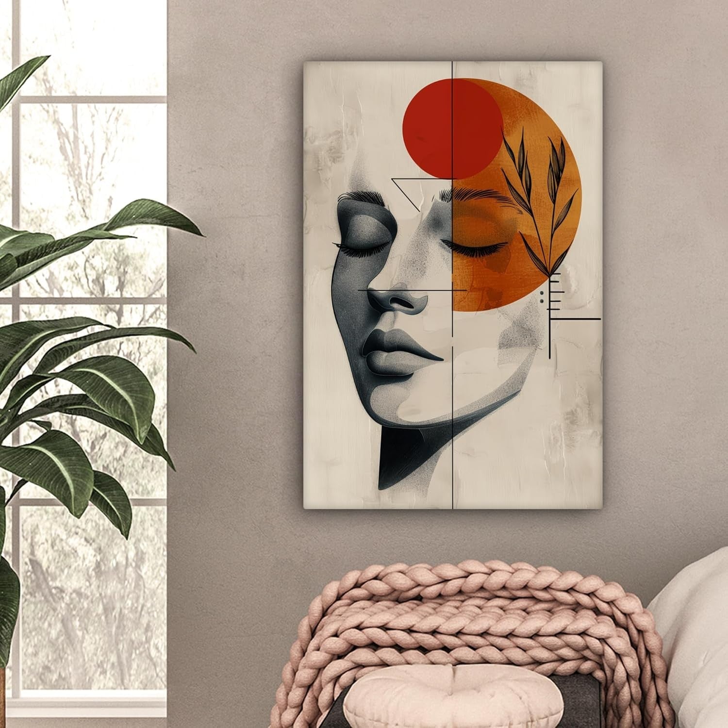 Abstract Woman Canvas Wall Art 40x60cm Framed Botanical Print
