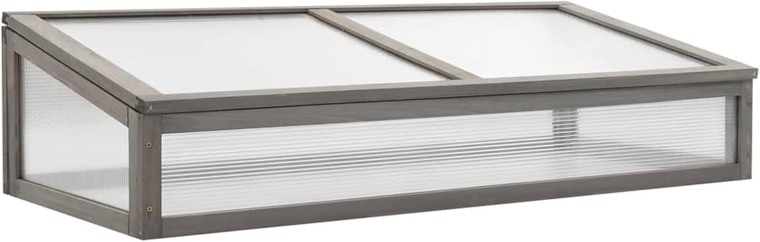 Raised Wooden Garden Bed with Greenhouse 110x54x120cm UV Cover for Plants