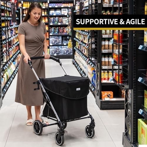 4 Wheel Shopping Trolley Folding Large 58L Swivel Wheels Lightweight