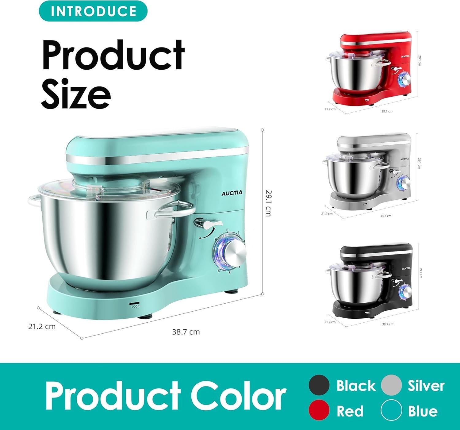 6.2L Stand Mixer 1400W Electric Dough Whisk Beater Bowl Tilt Head