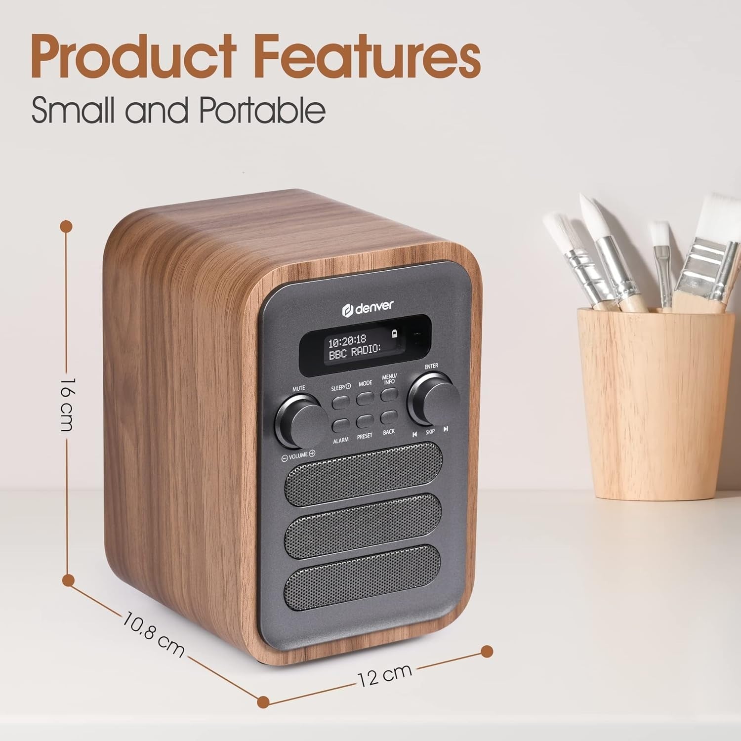 DAB Bluetooth Digital Radio Alarm Clock with Remote, Grey, 40 Presets