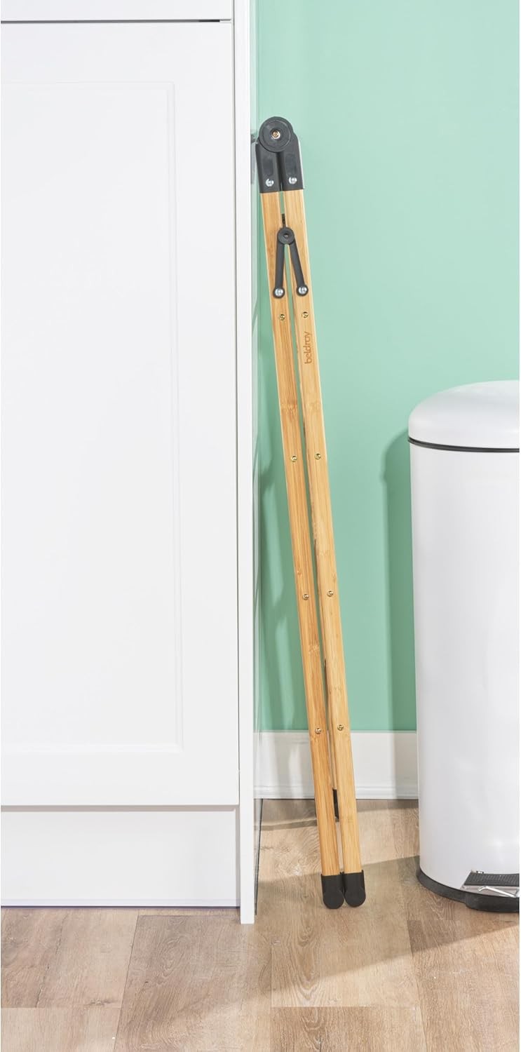 4 Level Bamboo Laundry Airer Folding Ladder Clothes Dryer Compact Indoor