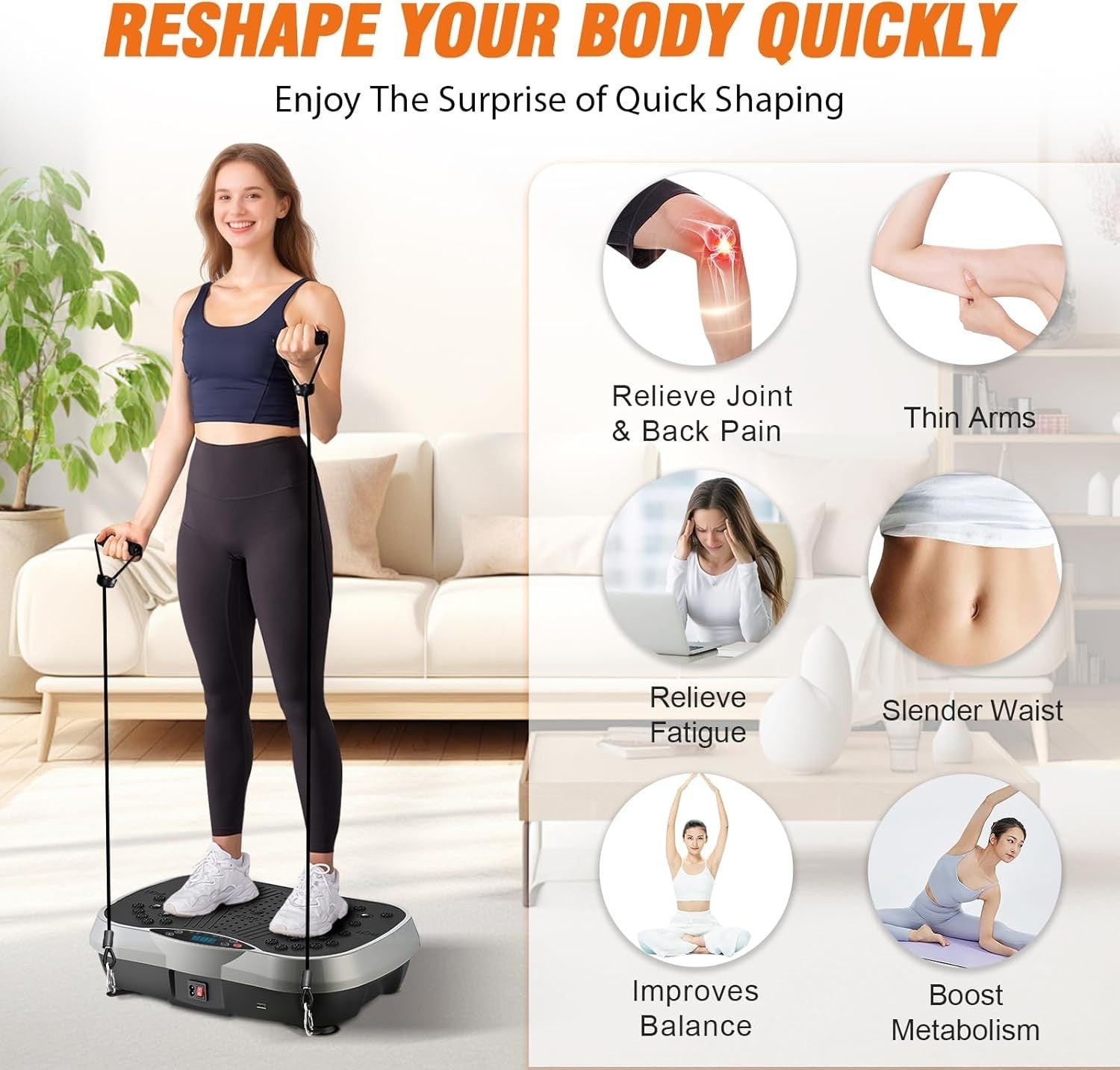 Silver Grey Vibration Plate Exercise Machine 99 Levels Weight Loss
