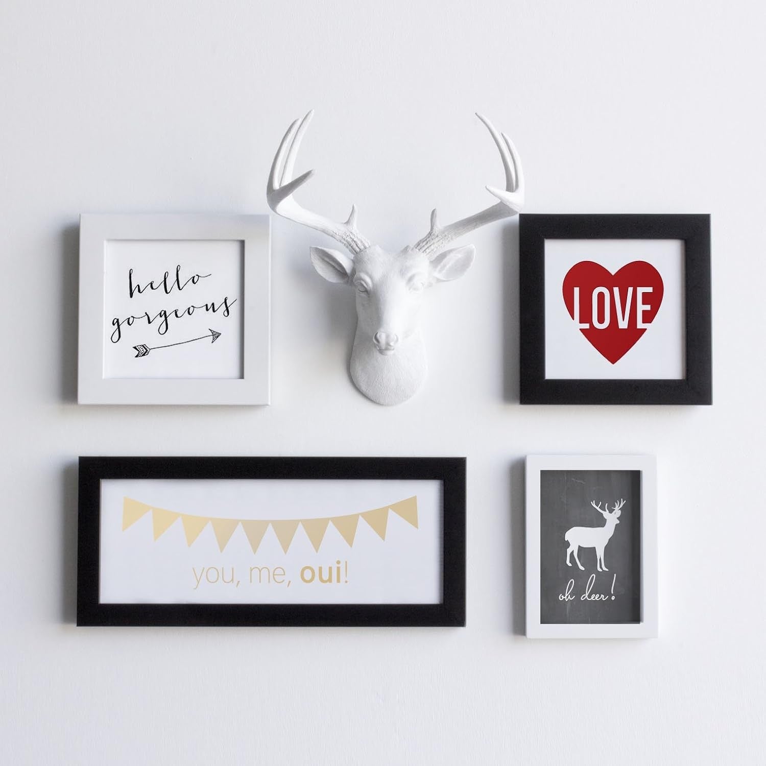 Mini White Faux Deer Head Wall Mount Resin Decor