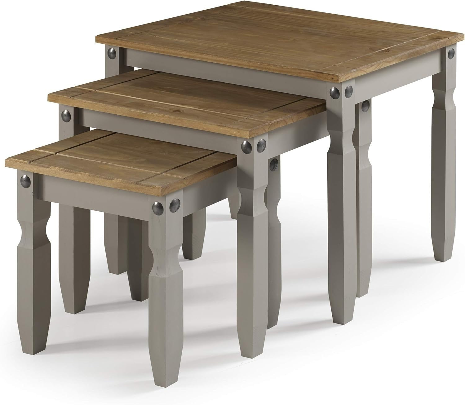 Pine Grey Wood End Side Table Rectangular 53cm H Bedroom Living Room Storage