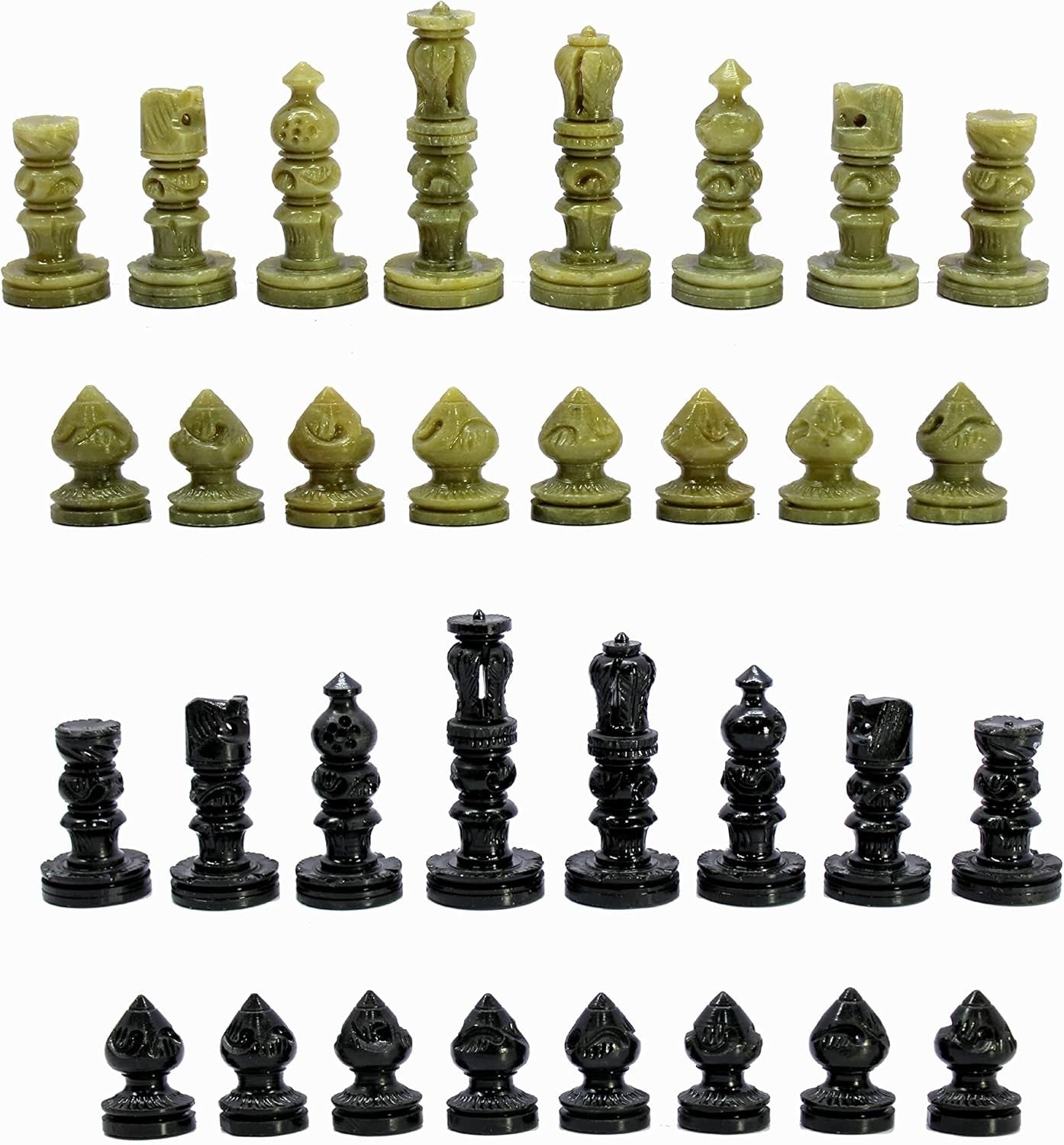 Natural Stone Chess Pieces 2.5" King | Hand-Carved Set | Weighted Staunton