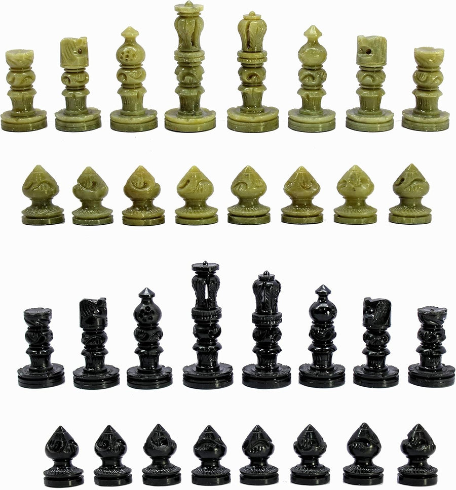 Natural Stone Chess Pieces 2.5" King | Hand-Carved Set | Weighted Staunton