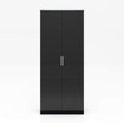 2 Door Wardrobe High Gloss Black Soft Close Storage Modern Bedroom Unit