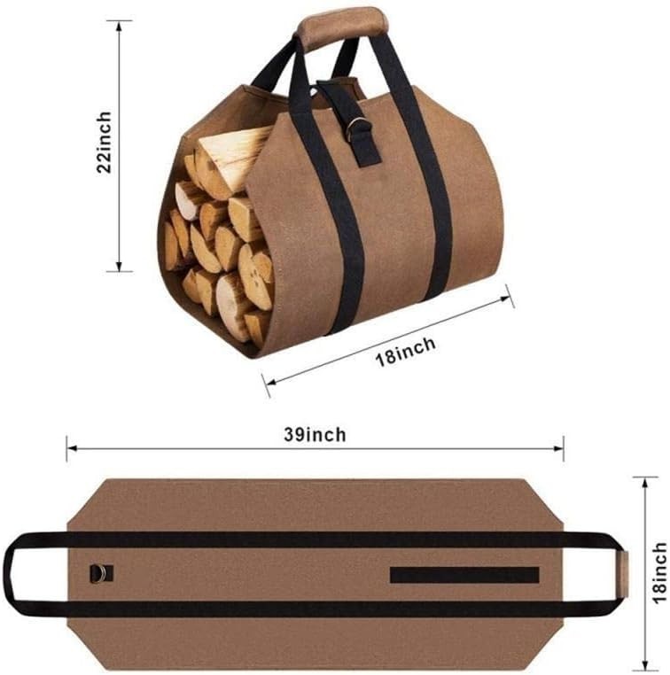 Firewood Log Carrier Bag - Large Durable Canvas Wood Basket for Easy Carry