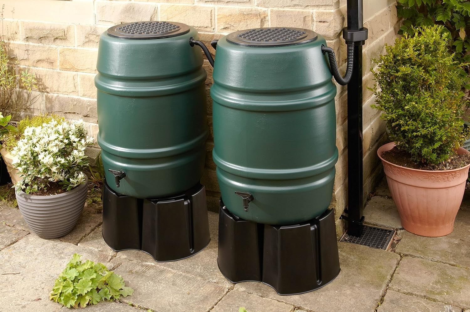 168L Green Water Butt Kit With Stand & Rain Diverter , Garden Rain Collector