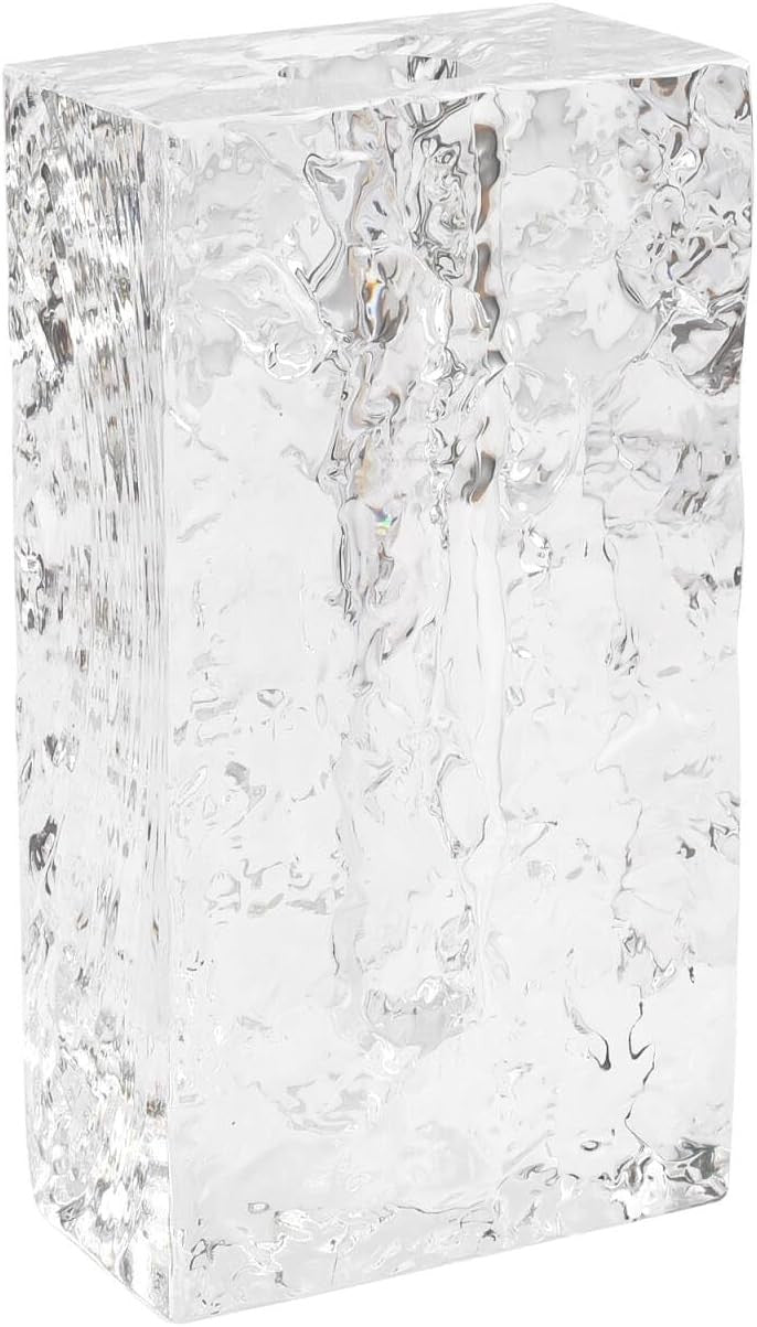 Tall Crystal Glass Vase Ice Texture Modern Rectangular Tabletop Home Decor