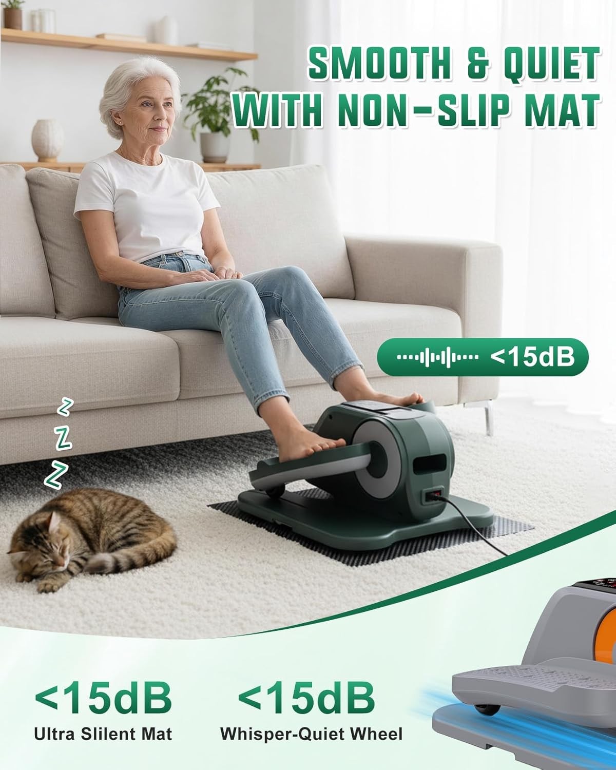 Under Desk Elliptical Trainer Electric Quiet Seated Pedal Leg Exerciser