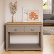 Grey Console Table with Drawers & Shelf, Hallway Desk Storage 75x100x35cm