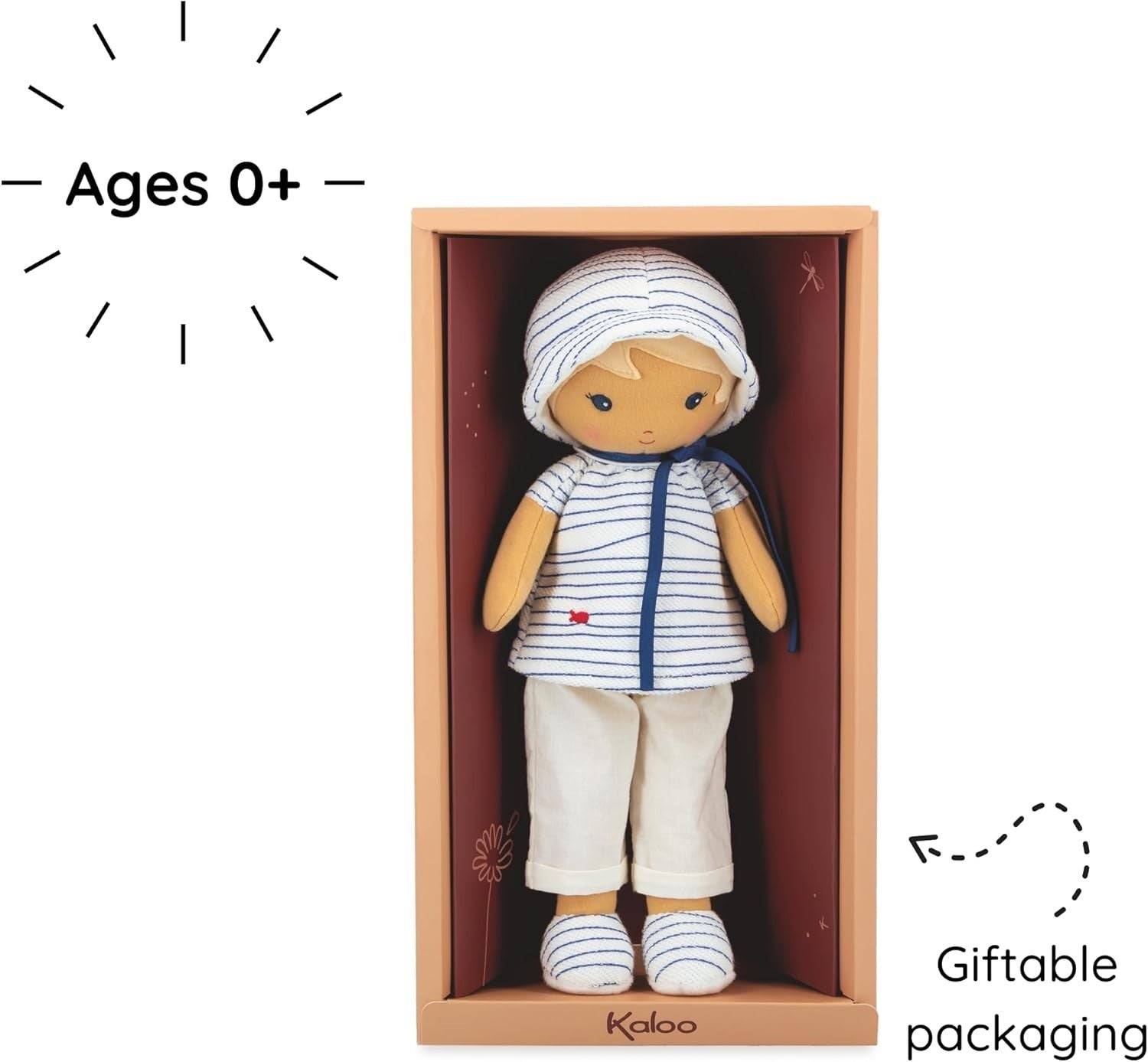 32cm Soft Fabric Rag Doll Sailor Outfit Personalised Ribbon Baby Gift Box