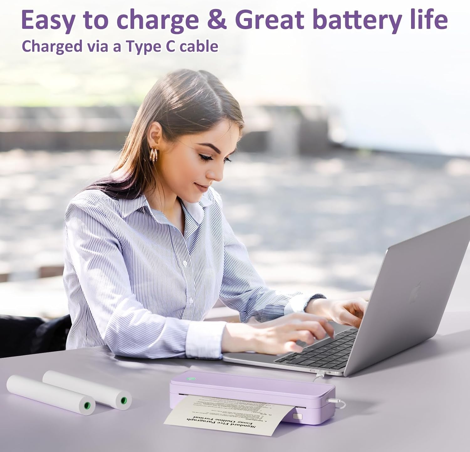 Portable Thermal Printer Bluetooth Mobile Printer –Inkless Travel A4