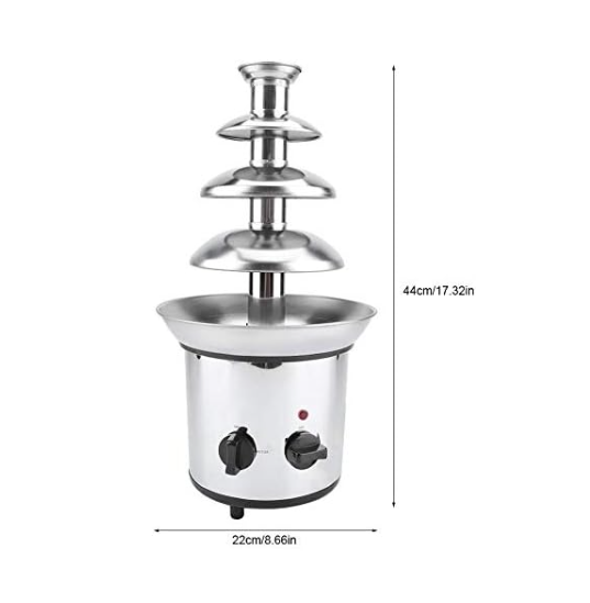 4 Tier Chocolate Fountain Machine 170W Electric Fondue Stainless
