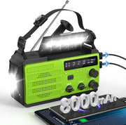 8000mAh Emergency Wind Up Radio Solar AM/FM, USB Charger SOS
