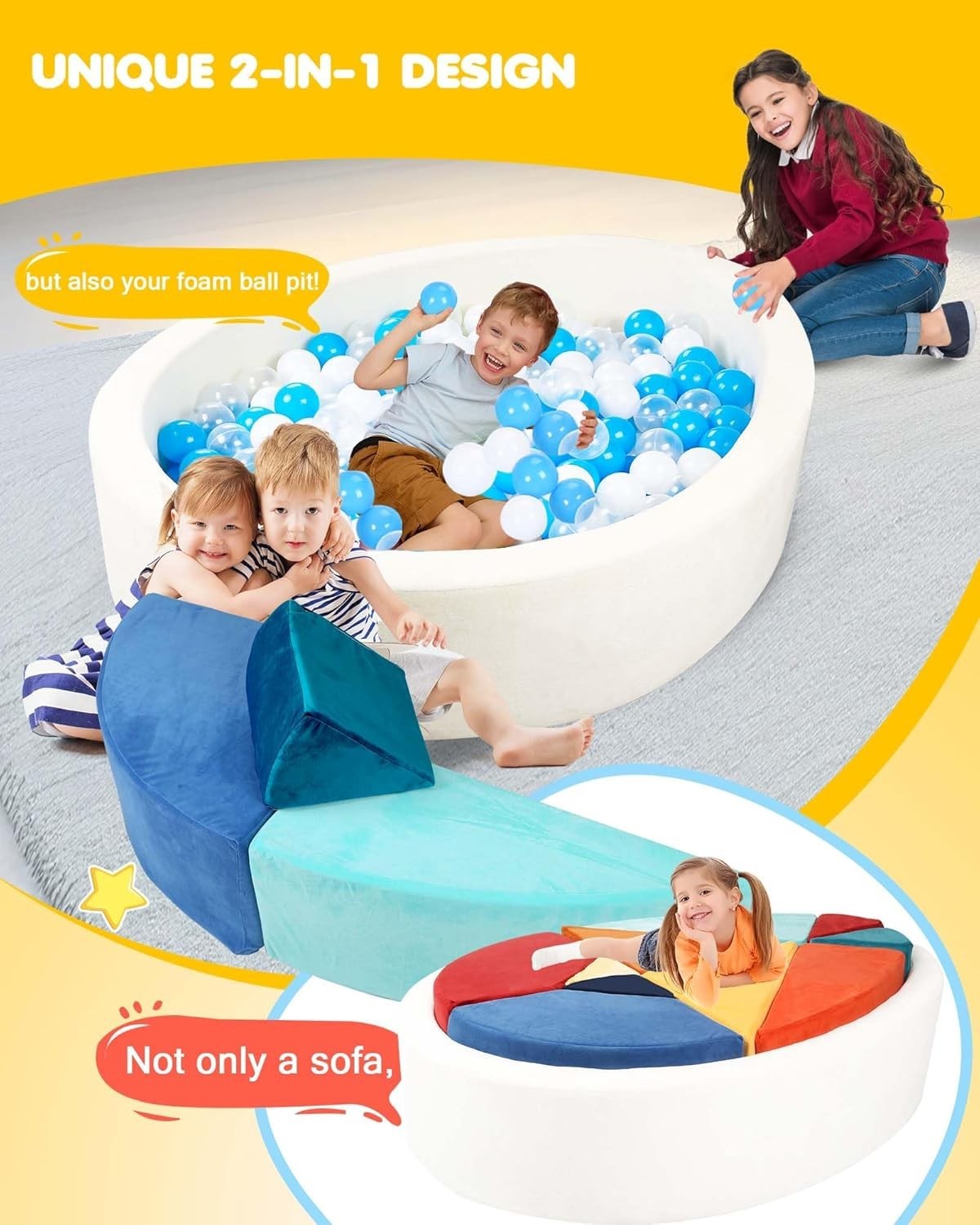Kids Modular Egg-Shape Play Sofa with Ball Pit – Creative Puzzle Couch