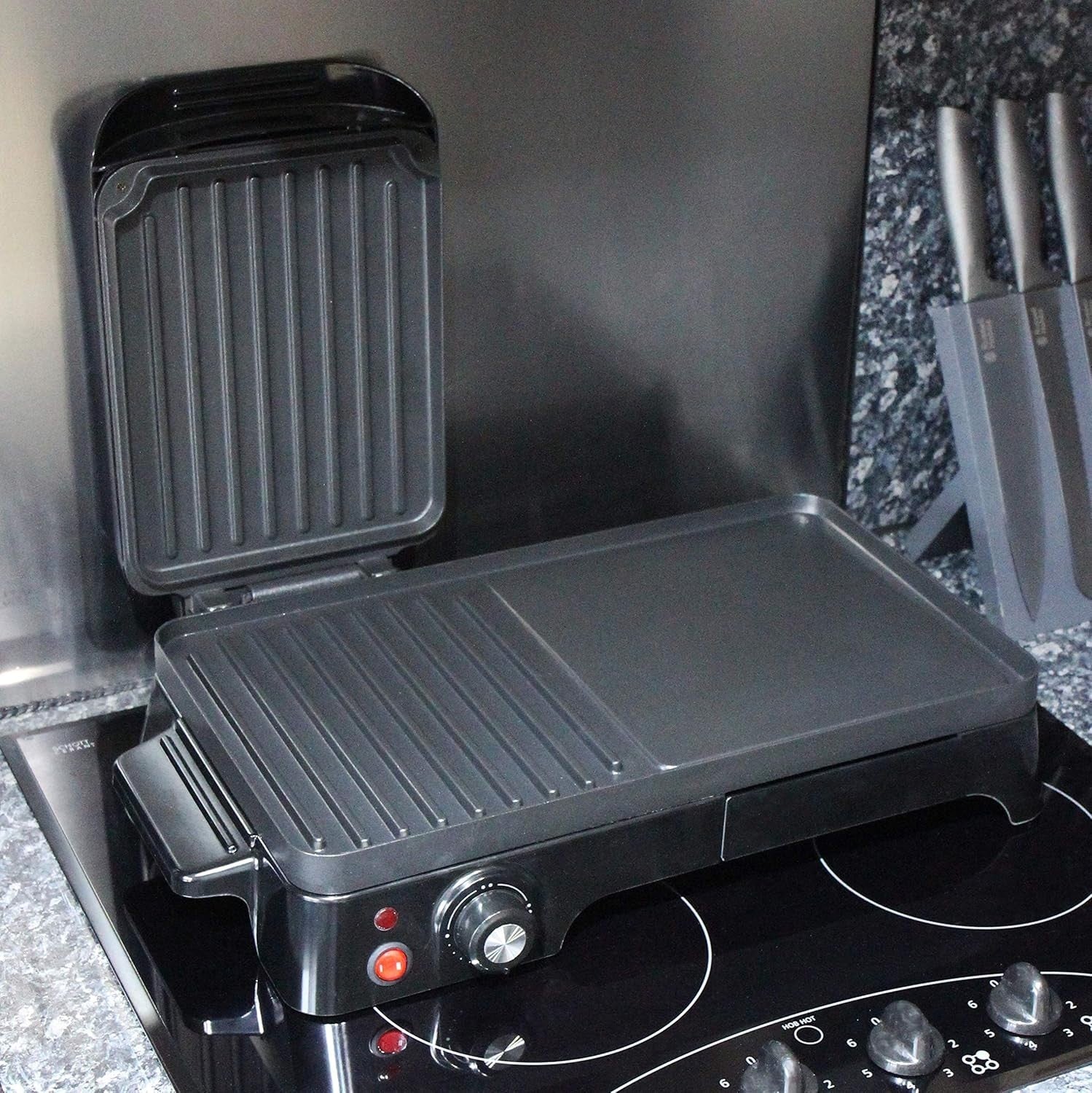 2-in-1 Electric Grill & Griddle Non-Stick Adjustable Temp Cooking 2200W