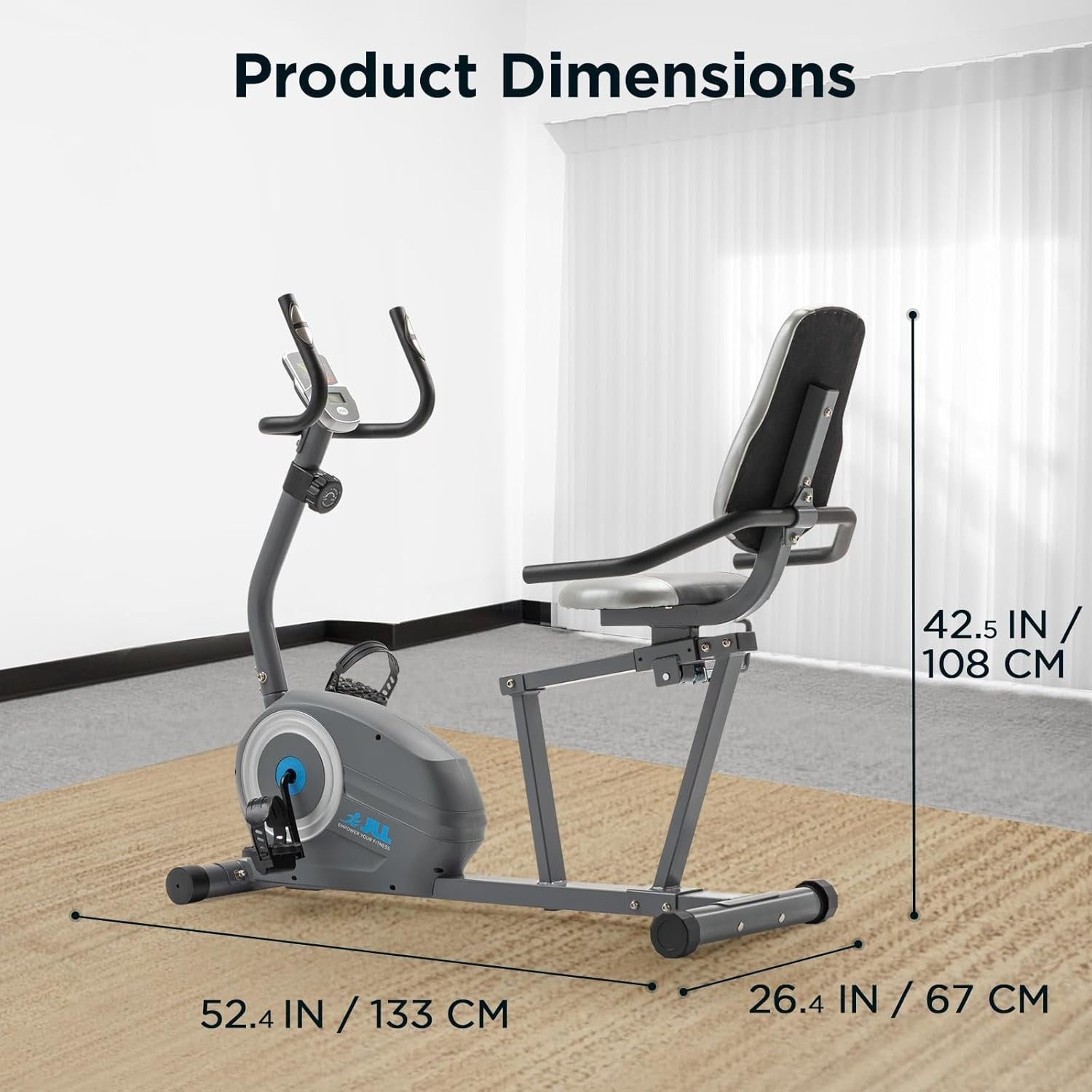 Recumbent Exercise Bike Magnetic Bluetooth LCD Quiet Adjustable Seat Home Gym